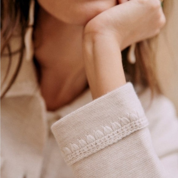 Sezane Betty Cardigan Mottled Beige S - Picture 2 of 10